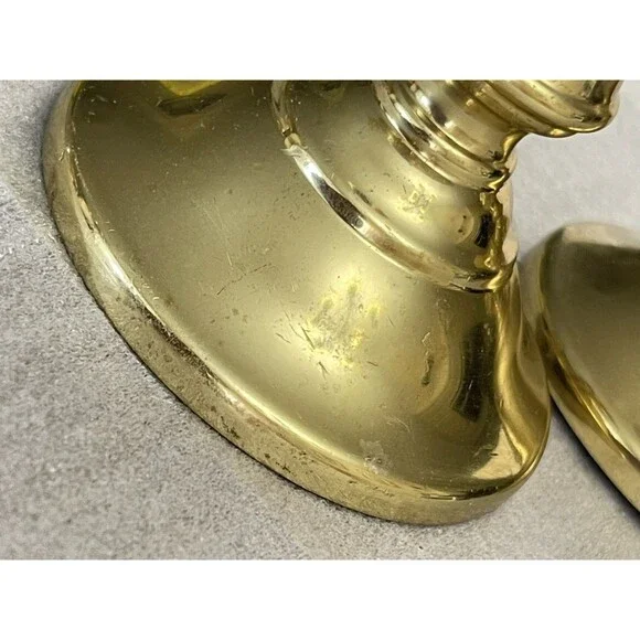 VTG Virginia Metalcrafters Brass Candlesticks Set of 2 – 3” Tall USA Made - Picture 10 of 12